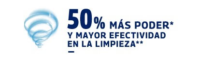 imagen con letra de 50% más poder y un icono de frescura
